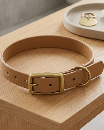 Wvxo Coated Pet Collar Small 1.5 cm Tan 22-34 cm Neck - Lifestyle view