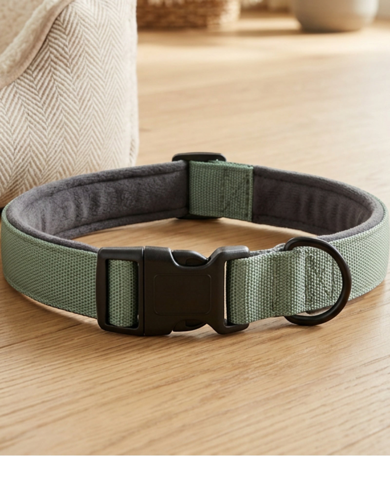 Wvxo Padded Pet Collar Large 2.5 cm Sage 40-60 cm Neck - Lifestyle view
