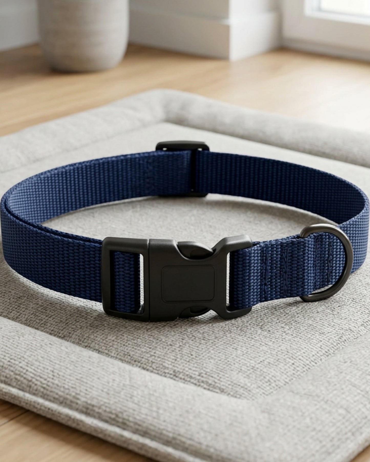 Wvxo Webbing Pet Collar Medium 2 cm Navy 30-45 cm Neck - Lifestyle view
